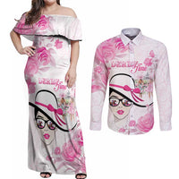 Kentucky Horse Racing Couples Matching Off Shoulder Maxi Dress and Long Sleeve Button Shirt Fancy Ladies