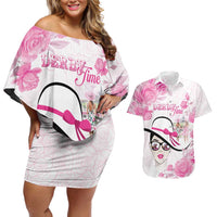 Kentucky Horse Racing Couples Matching Off Shoulder Short Dress and Hawaiian Shirt Fancy Ladies