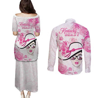 Kentucky Horse Racing Couples Matching Puletasi and Long Sleeve Button Shirt Fancy Ladies
