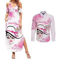 Kentucky Horse Racing Couples Matching Summer Maxi Dress and Long Sleeve Button Shirt Fancy Ladies