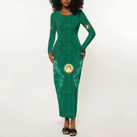 Custom Senegal Football Long Sleeve Bodycon Dress Lions Of Teranga Sporty Style