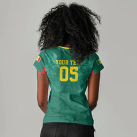 Custom Senegal Football Women V-Neck T-Shirt Lions Of Teranga Sporty Style