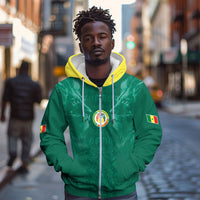 Custom Senegal Football Zip Hoodie Lions Of Teranga Sporty Style