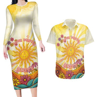 Love Peace Unity Couples Matching Long Sleeve Bodycon Dress and Hawaiian Shirt Hippie Soul Sunflower - Wonder Print Shop