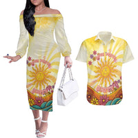 Love Peace Unity Couples Matching Off The Shoulder Long Sleeve Dress and Hawaiian Shirt Hippie Soul Sunflower - Wonder Print Shop
