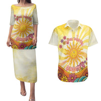 Love Peace Unity Couples Matching Puletasi and Hawaiian Shirt Hippie Soul Sunflower - Wonder Print Shop
