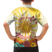 Love Peace Unity Family Matching Off The Shoulder Long Sleeve Dress and Hawaiian Shirt Hippie Soul Sunflower - Wonder Print Shop