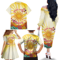 Love Peace Unity Family Matching Off The Shoulder Long Sleeve Dress and Hawaiian Shirt Hippie Soul Sunflower - Wonder Print Shop