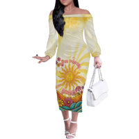 Love Peace Unity Family Matching Off The Shoulder Long Sleeve Dress and Hawaiian Shirt Hippie Soul Sunflower - Wonder Print Shop