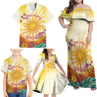 Love Peace Unity Family Matching Off Shoulder Maxi Dress and Hawaiian Shirt Hippie Soul Sunflower - Wonder Print Shop
