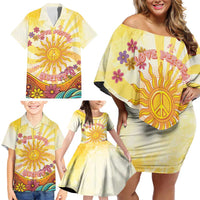 Love Peace Unity Family Matching Off Shoulder Short Dress and Hawaiian Shirt Hippie Soul Sunflower - Wonder Print Shop