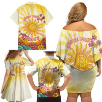 Love Peace Unity Family Matching Off Shoulder Short Dress and Hawaiian Shirt Hippie Soul Sunflower - Wonder Print Shop