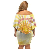 Love Peace Unity Family Matching Off Shoulder Short Dress and Hawaiian Shirt Hippie Soul Sunflower - Wonder Print Shop