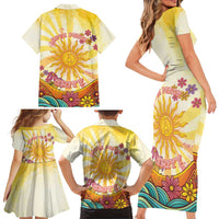 Love Peace Unity Family Matching Short Sleeve Bodycon Dress and Hawaiian Shirt Hippie Soul Sunflower - Wonder Print Shop