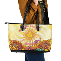 Love Peace Unity Leather Tote Bag Hippie Soul Sunflower - Wonder Print Shop