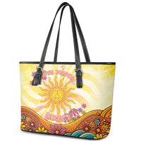 Love Peace Unity Leather Tote Bag Hippie Soul Sunflower - Wonder Print Shop