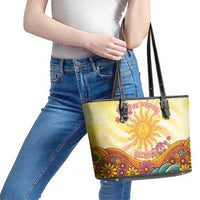 Love Peace Unity Leather Tote Bag Hippie Soul Sunflower - Wonder Print Shop