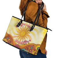 Love Peace Unity Leather Tote Bag Hippie Soul Sunflower - Wonder Print Shop