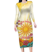 Love Peace Unity Long Sleeve Bodycon Dress Hippie Soul Sunflower - Wonder Print Shop