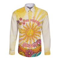 Love Peace Unity Long Sleeve Button Shirt Hippie Soul Sunflower - Wonder Print Shop