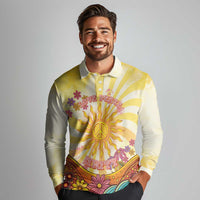 Love Peace Unity Long Sleeve Polo Shirt Hippie Soul Sunflower - Wonder Print Shop