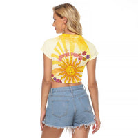 Love Peace Unity Raglan Cropped T Shirt Hippie Soul Sunflower - Wonder Print Shop