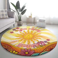 Love Peace Unity Round Carpet Hippie Soul Sunflower - Wonder Print Shop
