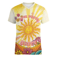 Love Peace Unity Women V-Neck T-Shirt Hippie Soul Sunflower - Wonder Print Shop