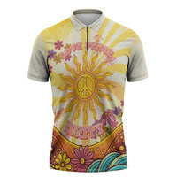 Love Peace Unity Zipper Polo Shirt Hippie Soul Sunflower - Wonder Print Shop