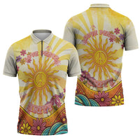 Love Peace Unity Zipper Polo Shirt Hippie Soul Sunflower - Wonder Print Shop