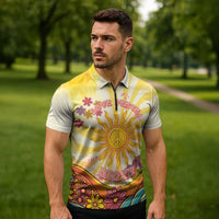 Love Peace Unity Zipper Polo Shirt Hippie Soul Sunflower - Wonder Print Shop