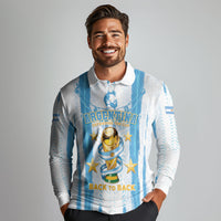 Custom Argentina World Final Football Long Sleeve Polo Shirt Back To Back 2022 2026