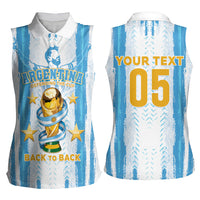 Custom Argentina World Final Football Women Sleeveless Polo Shirt Back To Back 2022 2026