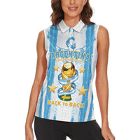 Custom Argentina World Final Football Women Sleeveless Polo Shirt Back To Back 2022 2026