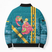 Bahamas Christmas Bomber Puffer Jacket Merry Mingo Tropical Vibes - Wonder Print Shop