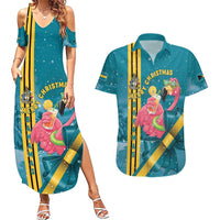 Bahamas Christmas Couples Matching Summer Maxi Dress and Hawaiian Shirt Merry Mingo Tropical Vibes - Wonder Print Shop