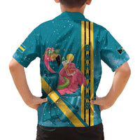 Bahamas Christmas Family Matching Off The Shoulder Long Sleeve Dress and Hawaiian Shirt Merry Mingo Tropical Vibes - Wonder Print Shop