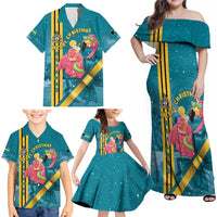 Bahamas Christmas Family Matching Off Shoulder Maxi Dress and Hawaiian Shirt Merry Mingo Tropical Vibes - Wonder Print Shop