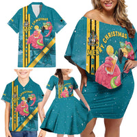 Bahamas Christmas Family Matching Off Shoulder Short Dress and Hawaiian Shirt Merry Mingo Tropical Vibes - Wonder Print Shop