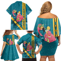 Bahamas Christmas Family Matching Off Shoulder Short Dress and Hawaiian Shirt Merry Mingo Tropical Vibes - Wonder Print Shop