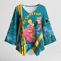 Bahamas Christmas Kimono Sleeve Blouse Merry Mingo Tropical Vibes - Wonder Print Shop