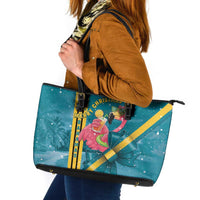 Bahamas Christmas Leather Tote Bag Merry Mingo Tropical Vibes - Wonder Print Shop