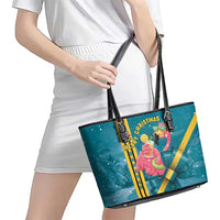Bahamas Christmas Leather Tote Bag Merry Mingo Tropical Vibes - Wonder Print Shop