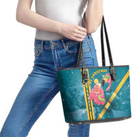 Bahamas Christmas Leather Tote Bag Merry Mingo Tropical Vibes - Wonder Print Shop