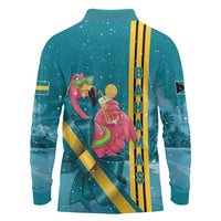 Bahamas Christmas Long Sleeve Polo Shirt Merry Mingo Tropical Vibes - Wonder Print Shop
