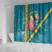Bahamas Christmas Shower Curtain Merry Mingo Tropical Vibes - Wonder Print Shop