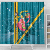 Bahamas Christmas Shower Curtain Merry Mingo Tropical Vibes - Wonder Print Shop