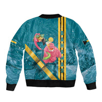 Bahamas Christmas Sleeve Zip Bomber Jacket Merry Mingo Tropical Vibes - Wonder Print Shop