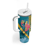 Bahamas Christmas Tumbler With Handle Merry Mingo Tropical Vibes - Wonder Print Shop