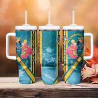 Bahamas Christmas Tumbler With Handle Merry Mingo Tropical Vibes - Wonder Print Shop